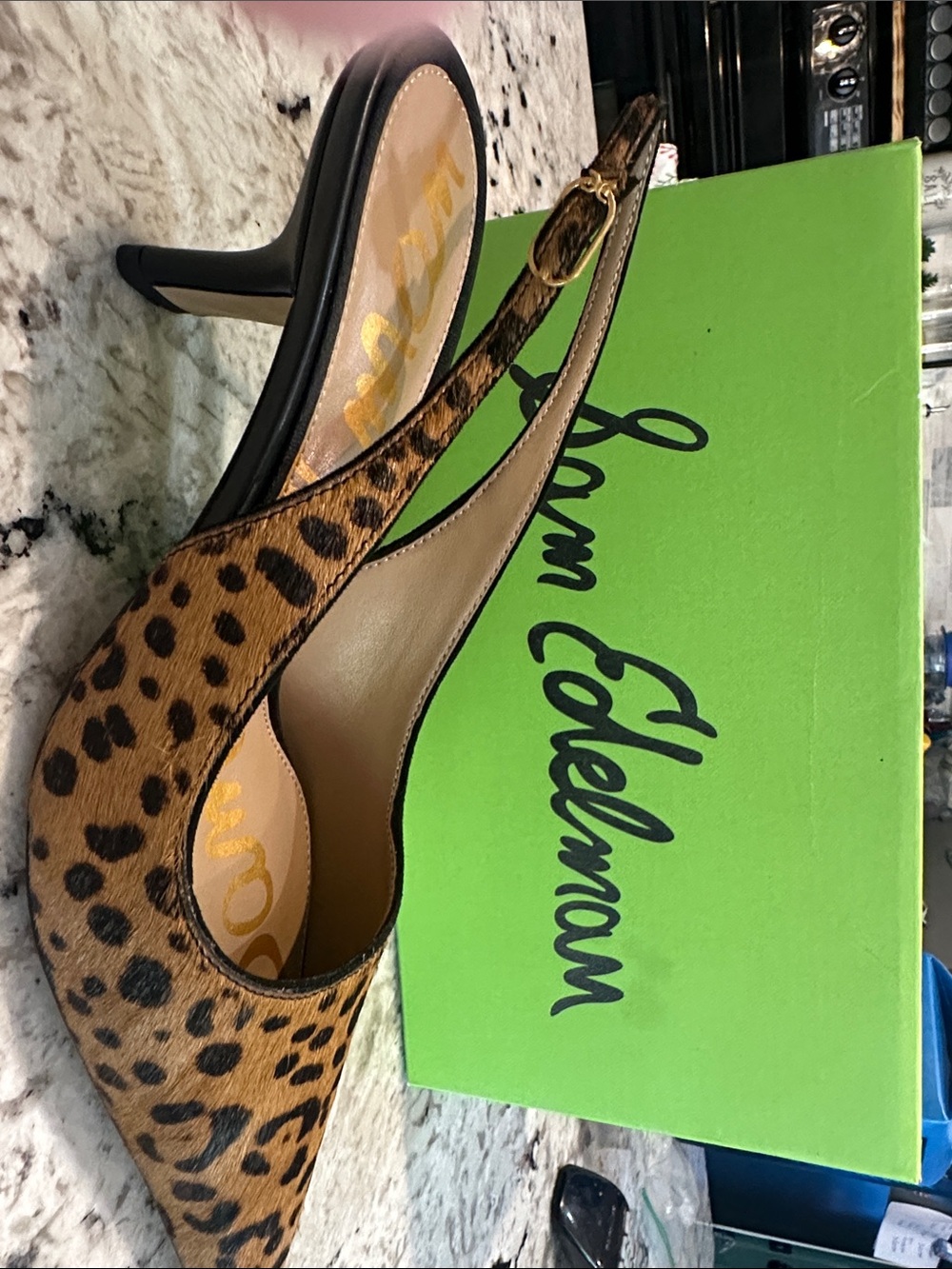 Sam Edelman Leopard-Print Slingback Pump in Brown and Black